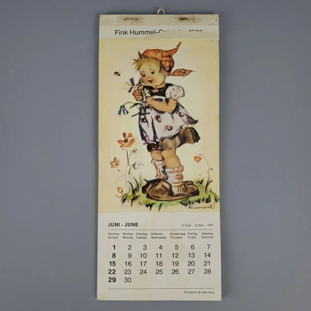 Fink Hummel Calendar 1975 Postcard Germany June-December Vintage Ephemera